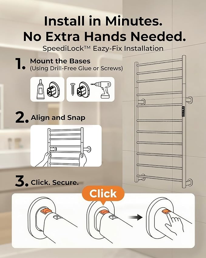 Foldable Heated Towel Rack, Dual-Zone Electric Towel Warmer Rack - Image 6