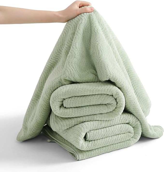 8 Piece Bath Towel Set Green|2 Oversized Large Bath Sheet, 2 Hand Towels - Image 4