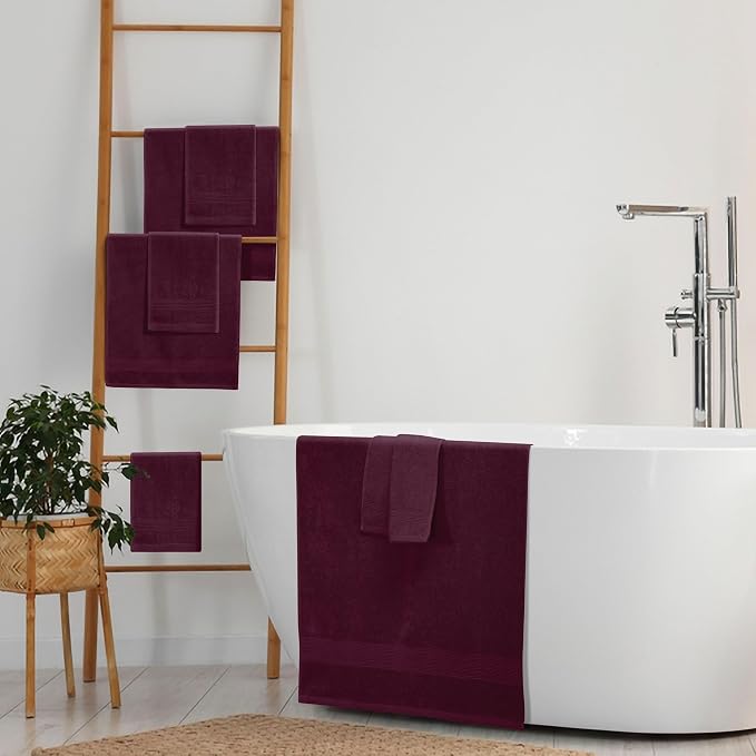Belizzi Home 8 Piece Towel Set 100% Ring Spun Cotton, 2 Bath Towels 27x54 - Image 4