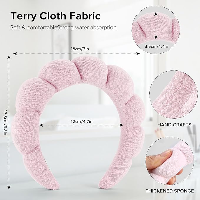 Ztomine Spa Headbands for Face Washing, Masks & Skin Treatments, 100% Cotton - Image 5