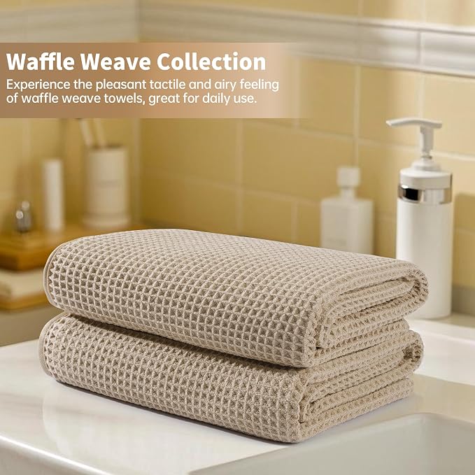 Microfiber Waffle Bath Towels, 4 Pieces, Fast Drying, Lint Free 430 GSM - Image 6