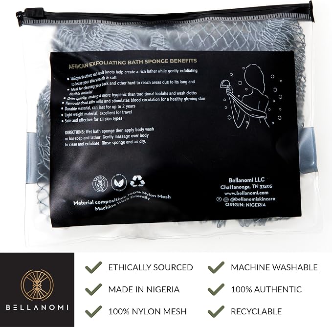 BELLANOMI African Exfoliating Net Sponge, Ethically sourced from Nigeria - Image 4