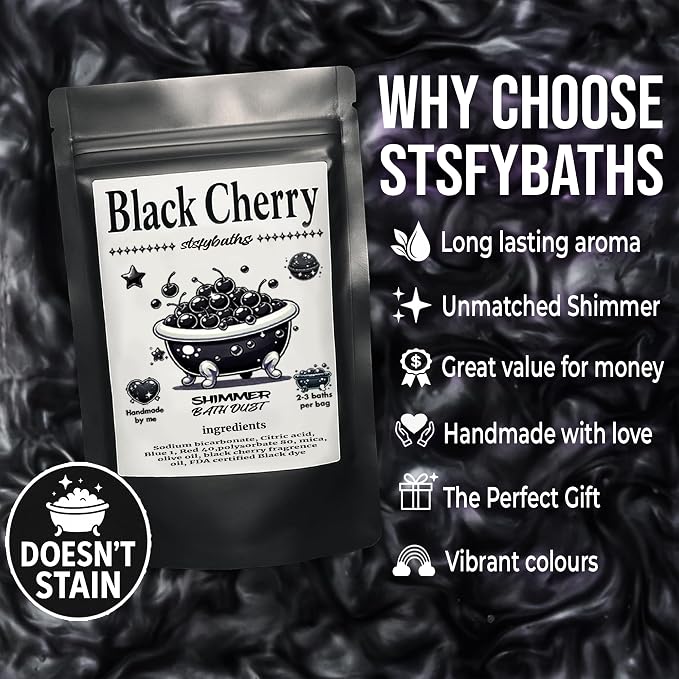 Black Cherry Shimmer Bath Bomb in A Bag - Image 4