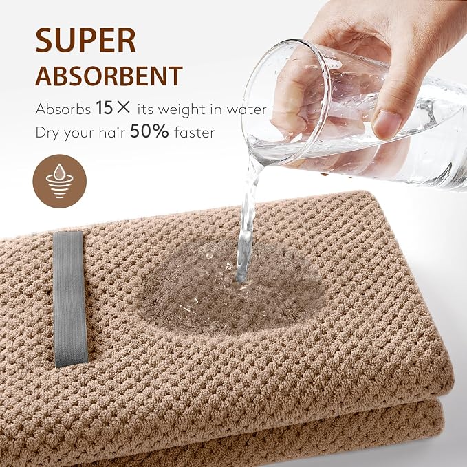 YFONG Large Hair Towel Wrap for Women, Super Absorbent Microfiber Hair Towel - Image 6