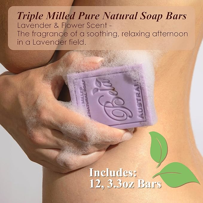 BELA Lavender Soap 3.3 OZ, Long Lasting French Triple Milled Bar Soap - Image 2