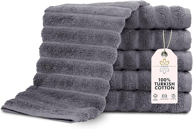 Classic Turkish Towels CTT Luxurious 100% Turkish Cotton Washcloths 6 Pack by ClassicTurkishTowels