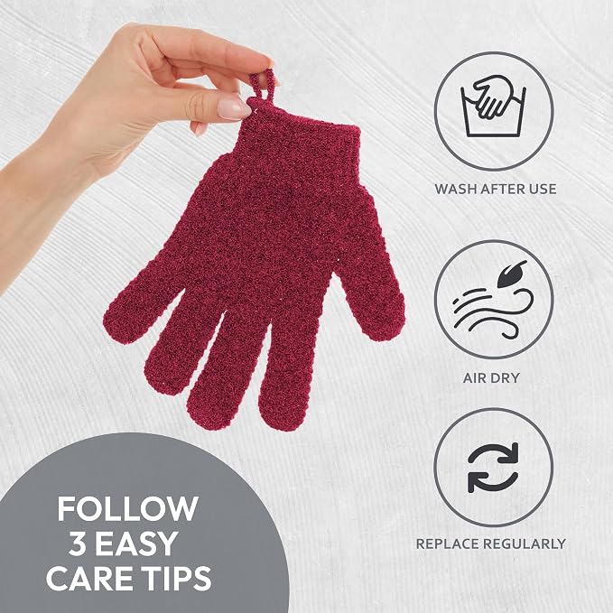 4 Pairs Exfoliating Gloves, 100% Nylon, Dual Texture Body Scrub - Image 4