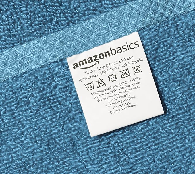 Amazon Basics Soft Cotton Washcloths, Lake Blue - Image 4