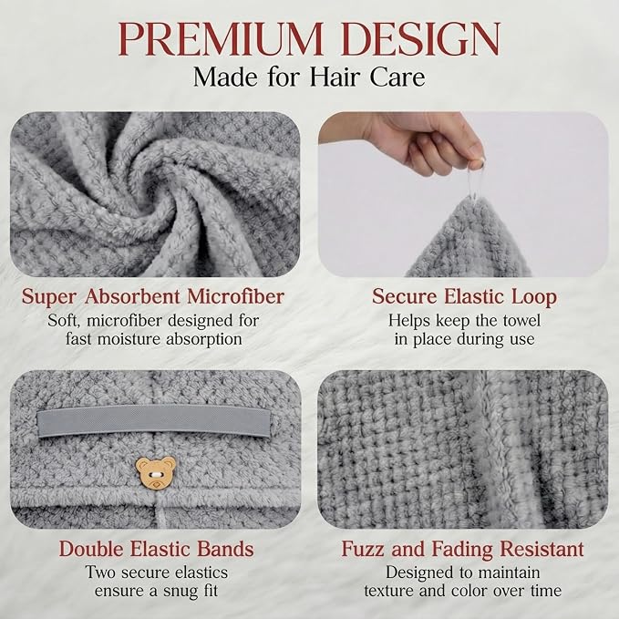 3 Pack Microfiber Hair Towel Wrap - Image 4
