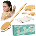 Nevlers Natural Boar Bristle Dry Brushing Set | 4-Piece Body Brush Kit by Nevlers