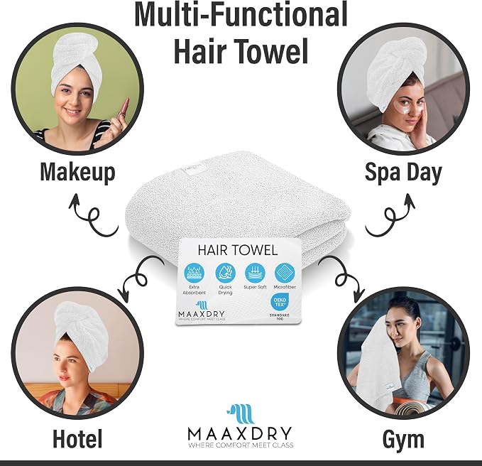 100% Cotton Hair Towel Wrap for Women, Men & Kids – Non-Microfiber 450 GSM - Image 6