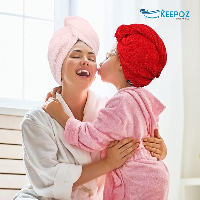 KEEPOZ Hair Towel Wrap Quick Dry 100% Cotton Super Absorbent Turban Head Wrap - Image 7
