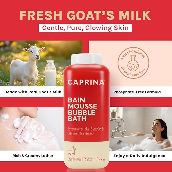 Caprina Fresh Goat’s Milk Bubble Bath, Hydrating Relaxing Foam Bath, - Image 6
