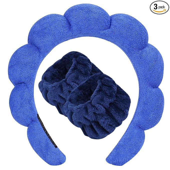 Beleki Spa Headband for Washing Face Wristband Set Sponge Makeup Skincare Face by Beleki