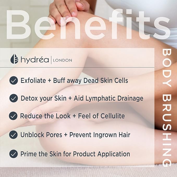 Hydrea London Body Brush Long Handled Exfoliating Back Scrubber, Natural Bristle - Image 5