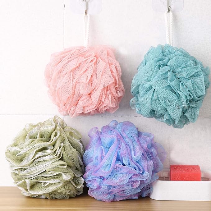 BTYMS Large Loofah Sponge Shower Scrunchies Puff 75g/pc Mesh Pouf Bath Loofa - Image 4