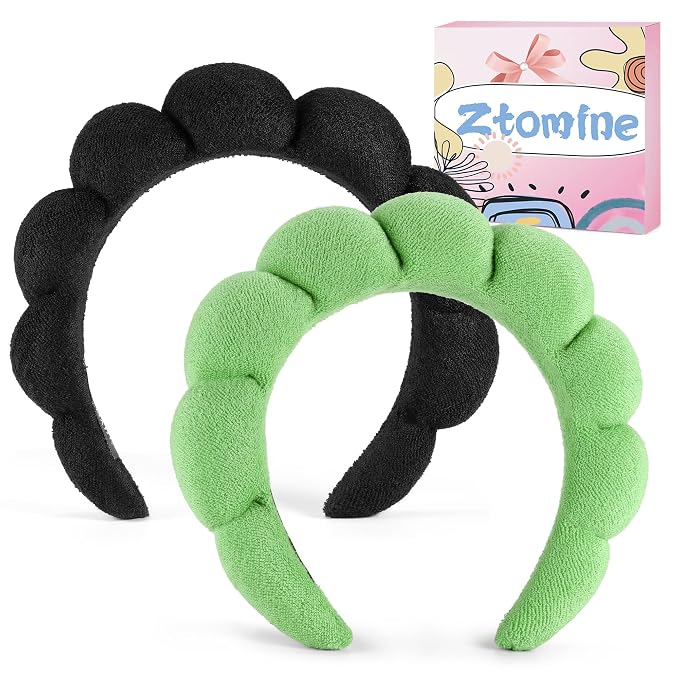 Ztomine 2 Count Hairband, Absorbent Terry Cloth Spa Headbands - Image 7