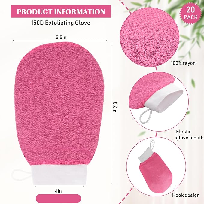 FoldTier 20 Pcs Exfoliating Glove Bulk Summer Exfoliator Mitt Body Scrubber - Image 2
