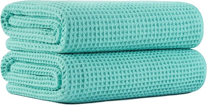 MICROFI New Microfiber Waffle Bath Towels, 2 Pieces, Fast Drying, Lint Free 430 by Unknown