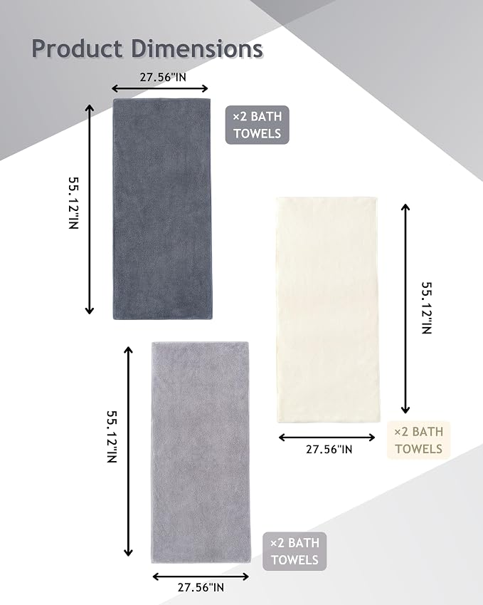 sakano 6-Piece Colorful Microfiber Bath Towel Set - Image 2