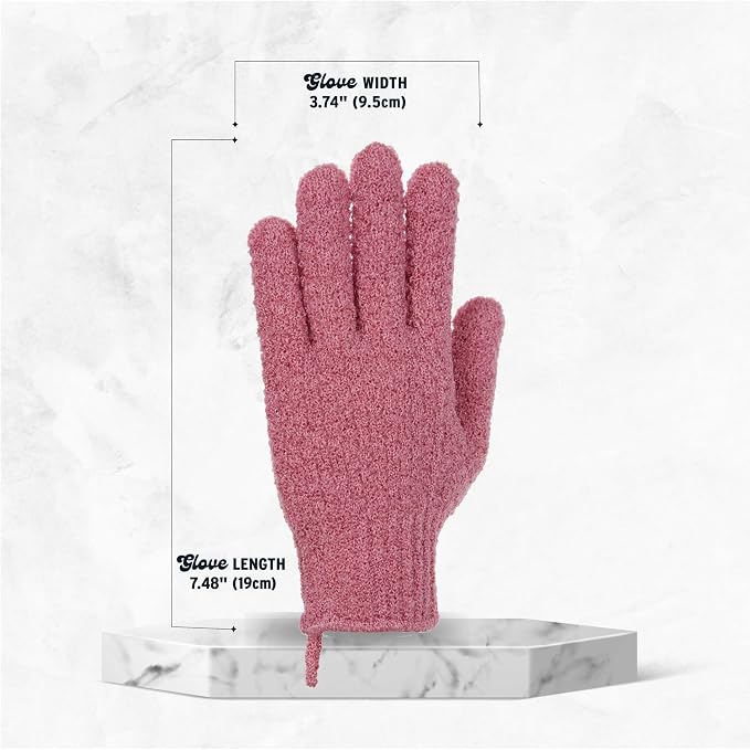 4 Pairs Exfoliating Gloves, 100% Nylon, Dual Texture Body Scrub - Image 2