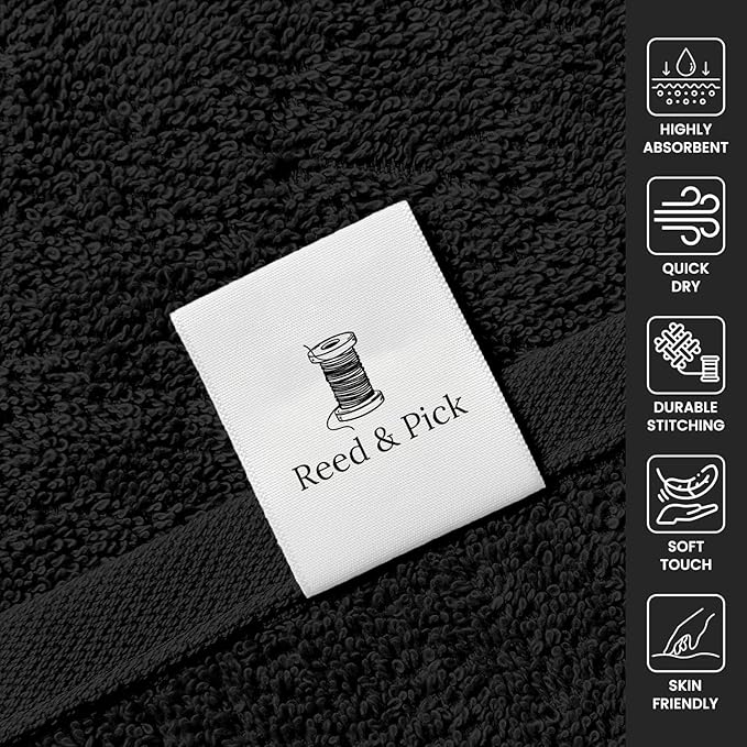 Reed&Pick 24 Pack Black Hand Towels 100% Cotton Spa Towels 16x26 inches Highly - Image 4