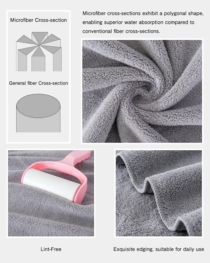 sakano Microfiber Bath Towel Set Ultra Soft Absorbent Speedy Drying Fade - Image 3