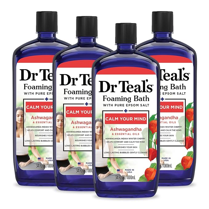 Dr Teal's Foaming Bath with Pure Epsom Salt, Ashwagandha, 34 fl oz by DrTeals