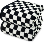 Jacquotha Black and White Checkered Cotton Bath Towels Set of 2 by Jacquotha