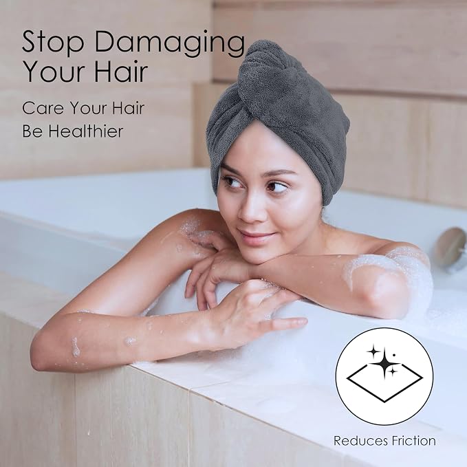 TENSTARS 5 Pack Thicken Microfiber Hair Towel Wrap - Image 2