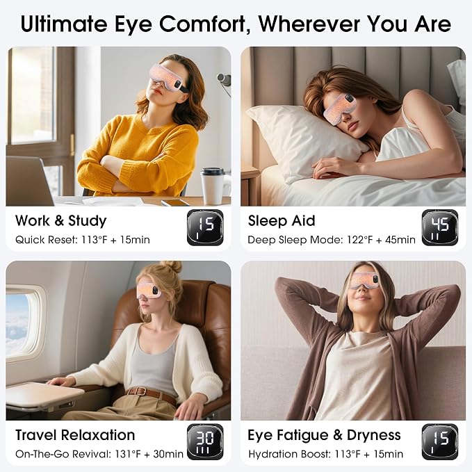 Heated Eye Mask, Cordless Rechargeable Eye Compress, Eye Relief, Improved Sleep - Image 7