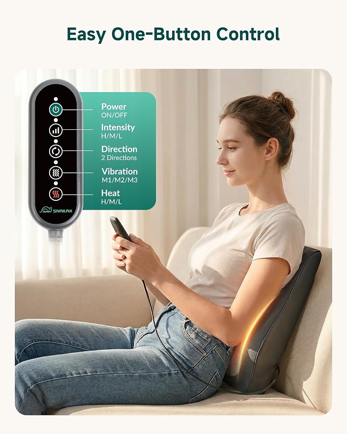 Snailax Back Massager with Heat – 3D Shiatsu Massage Pillow - Image 7