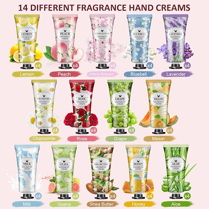 VESPRO 56 Pack Hand Cream Gifts Set, Mothers Day Gifts, Bulk Hand Lotion Travel - Image 3