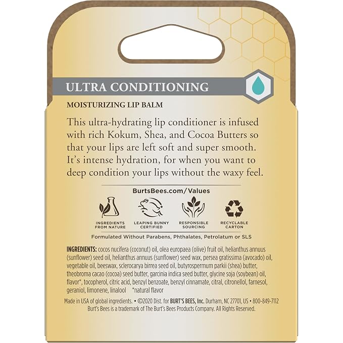 Burt's Bees Lip Balm, Moisturizing Lip Care, 100% Natural Origin, Ultra - Image 7