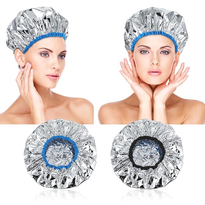 2 Pcs Aluminum Foil Deep Conditioning Hair Cap Reusable Heat Cap - Image 8