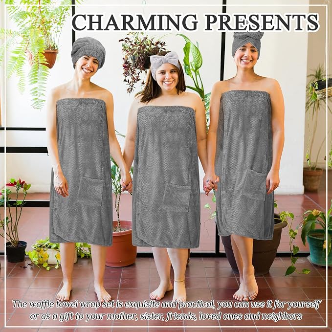 Tigeen Plus Size Towel Wrap for Women Spa Robe Set - Image 7
