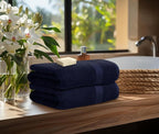 Avalon Towels Navy Blue Bath Towels Set of 4 pcs, 100% Cotton Towel Absorbent - Image 3