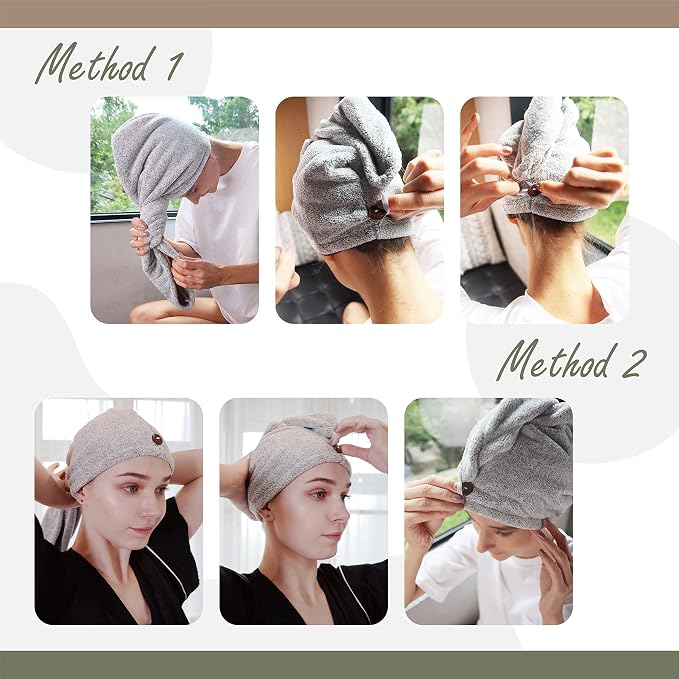 myHomeBody Hair Towel Wrap, Luxury Quick Drying Turban, Ultra Soft Absorbent - Image 4