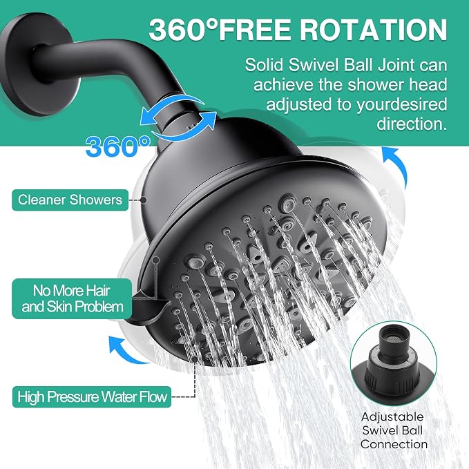 Cobbe Filtered Shower Head, 7 Modes High Pressure Shower Heads - Image 7