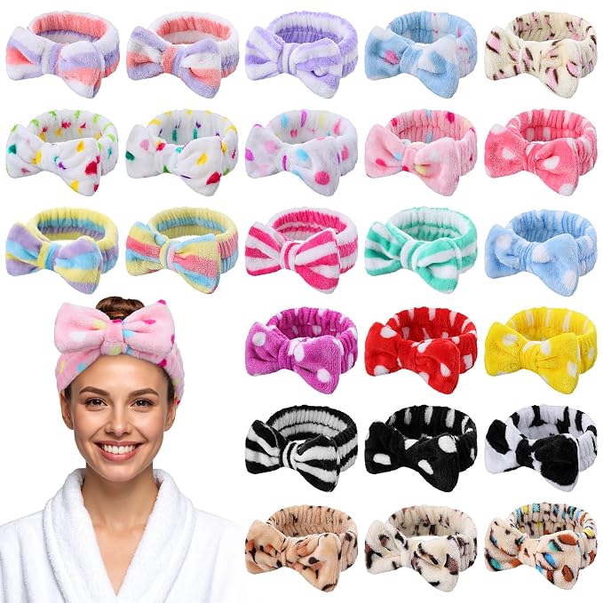 Molain 24 Pcs Spa Headband for Women Bow Hairband Adjustable Skincare Headbands by Molain