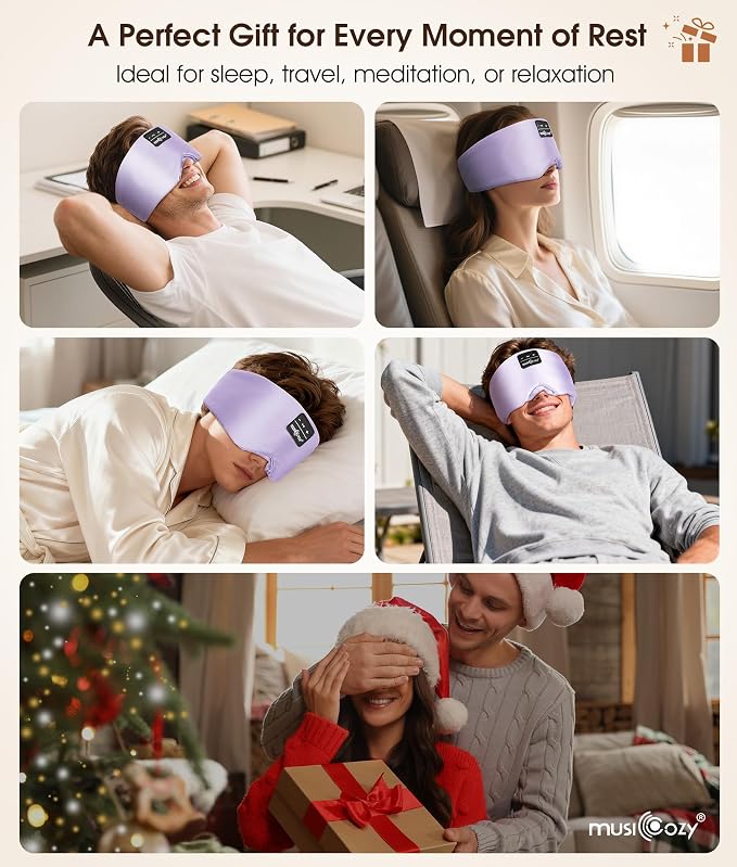 MUSICOZY 3D Silk Bluetooth Sleep Mask Headphones, Mulberry Silk Eye Mask - Image 8
