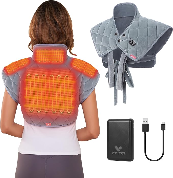 Vofuoti Heating Pad for Neck and Shoulders, Portable Cordless Heating Pad by VOFUOTI