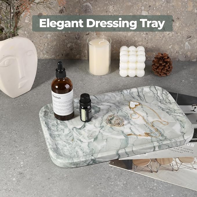 Karibiber Vanity Tray, Marble Bathroom Tray Countertop, Decorative Dresser - Image 5
