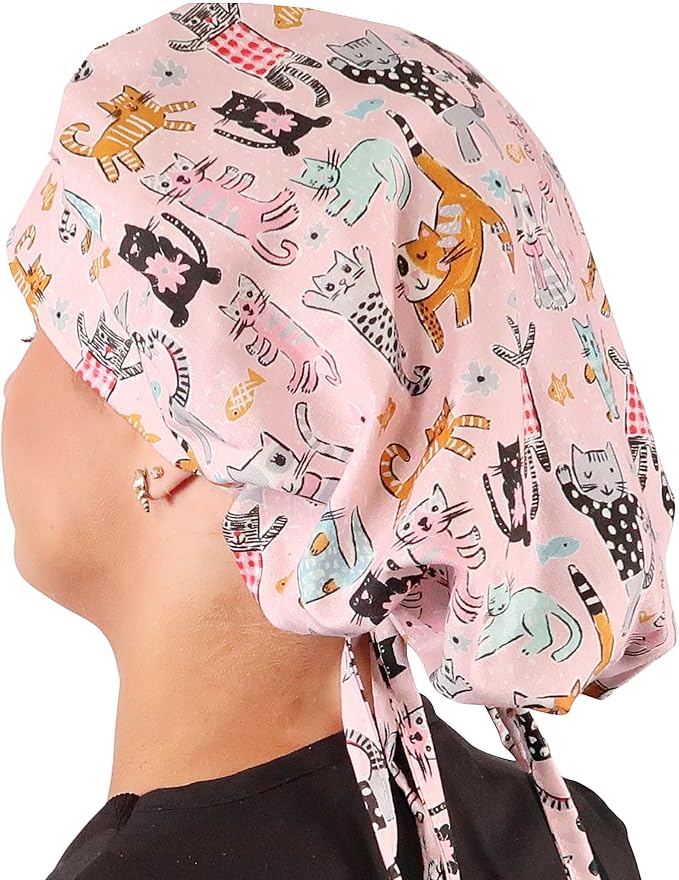 Sparkling EARTH Banded Bouffant Surgical Scrub Ponytail Working Caps and - Image 5