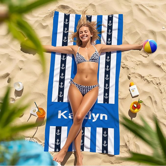 JML Custom Beach Towel with Name, Personalized Microfiber Beach Towel with Name - Image 7