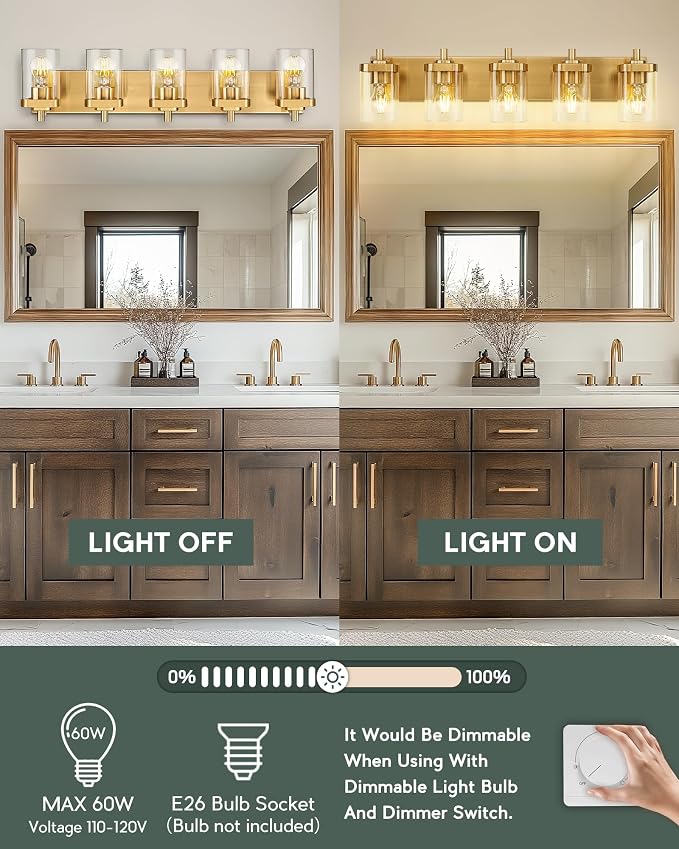 Bathroom Light Fixtures, 5-Light Modern Wall Sconces - Image 6