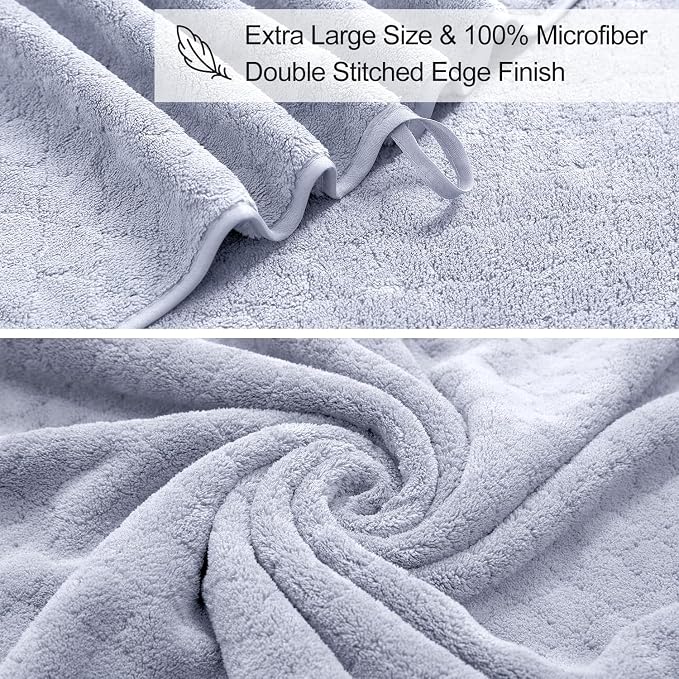 8-Piece Bath Towels Set, 2 Oversized Bath Sheet, 2 Hand Towels and 4 Washcloths - Image 6