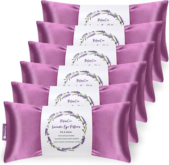 RelaxCoo Lavender Eye Pillow for Relaxation, Weighted Eye Mask Heated for by RelaxCoo
