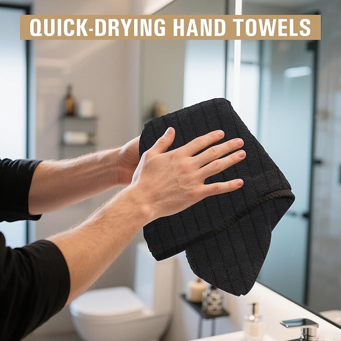 Salon Towels, 12 Pack Black Hand Towels - Image 6