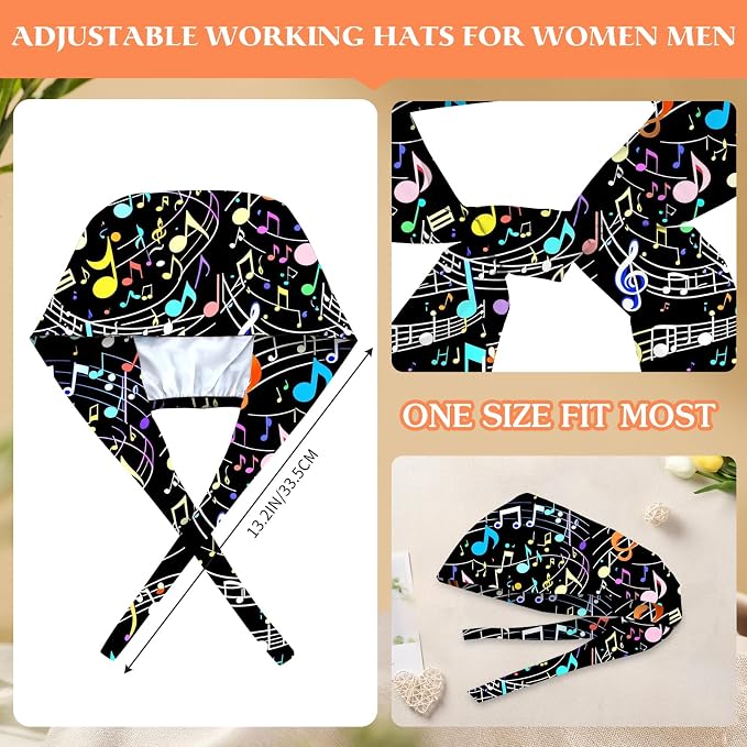 Adjustable Scrub Cap with Buttons & Sweatband, Working Hat with Elastic Tie Back - Image 4